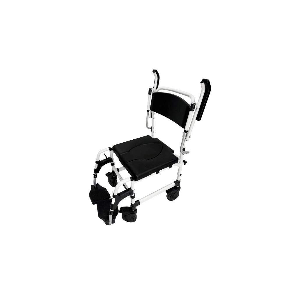 Attendant-Propelled Shower Commode Wheelchair with Adjustable Height