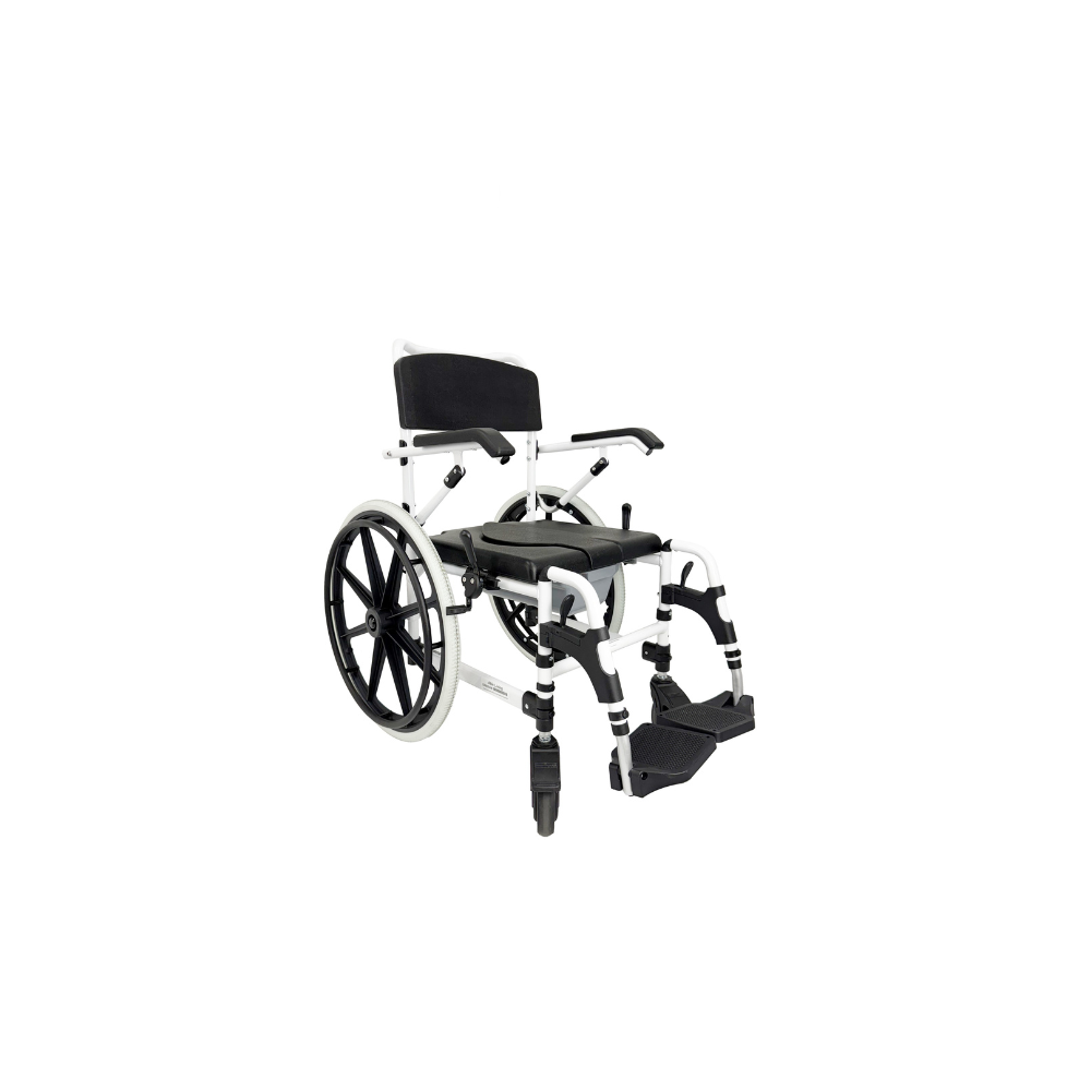 Self-Propelled Shower Commode Wheelchair with Adjustable Height and Leg Rest