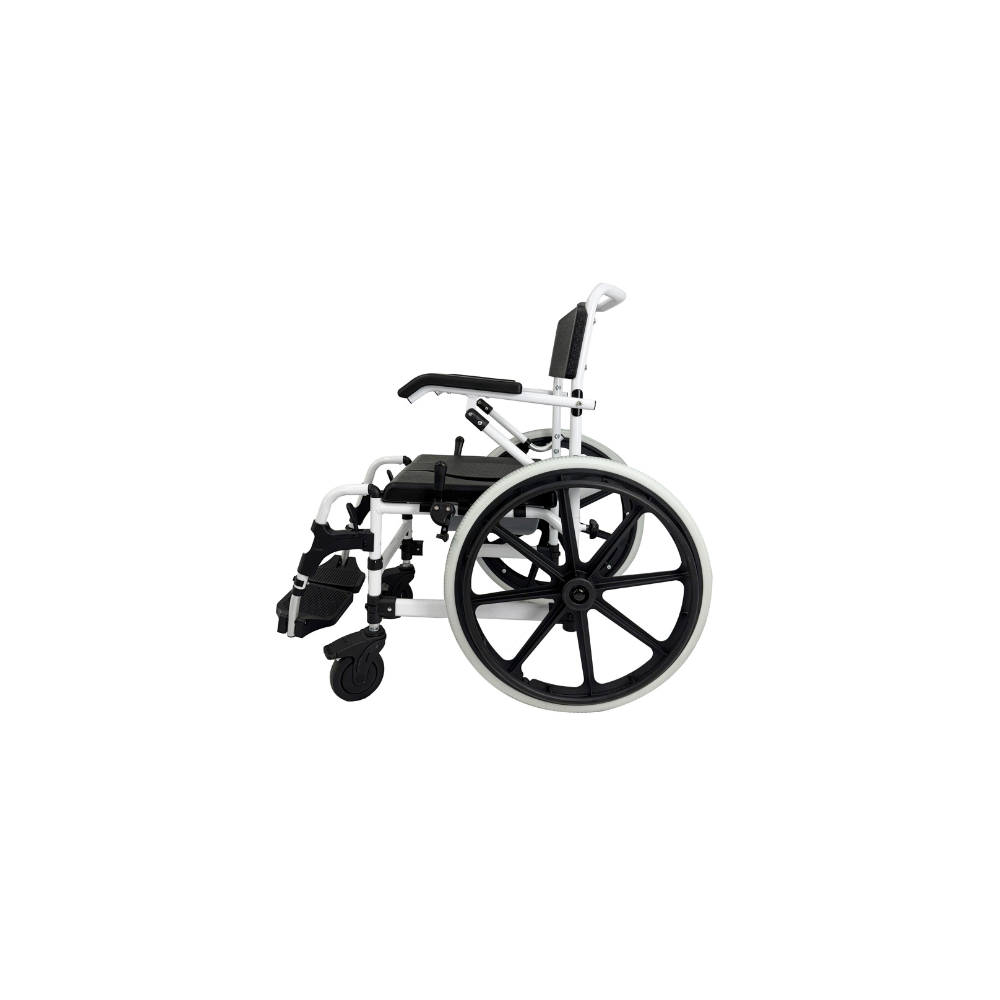 Self-Propelled Shower Commode Wheelchair with Adjustable Height and Leg Rest