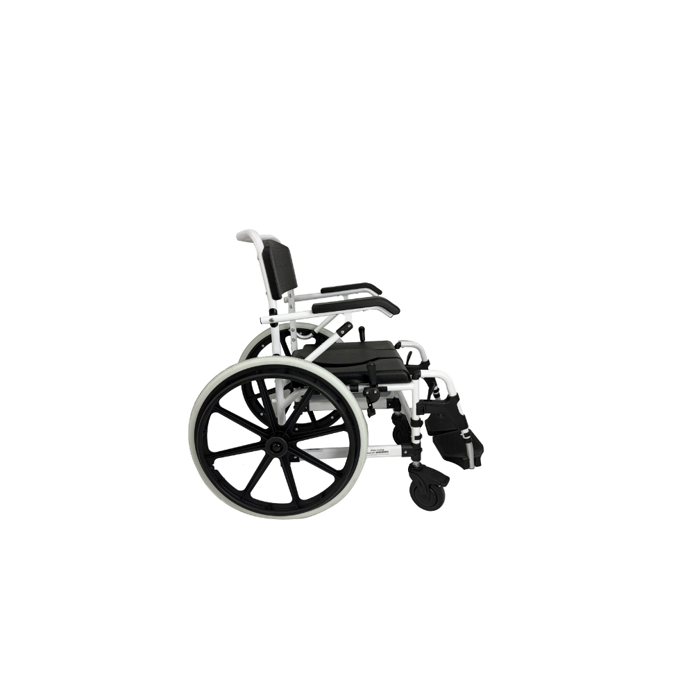 Self-Propelled Shower Commode Wheelchair with Adjustable Height and Leg Rest