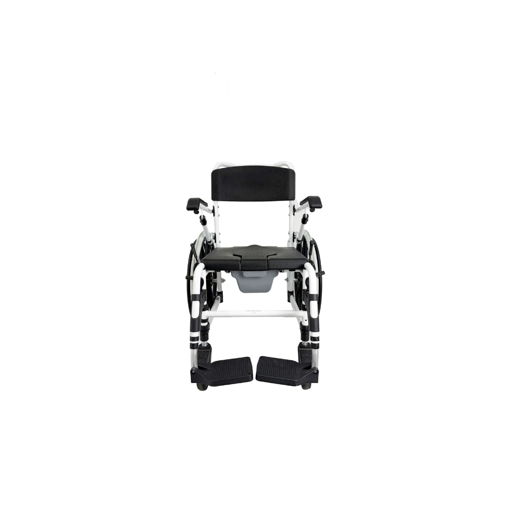 Self-Propelled Shower Commode Wheelchair with Adjustable Height and Leg Rest