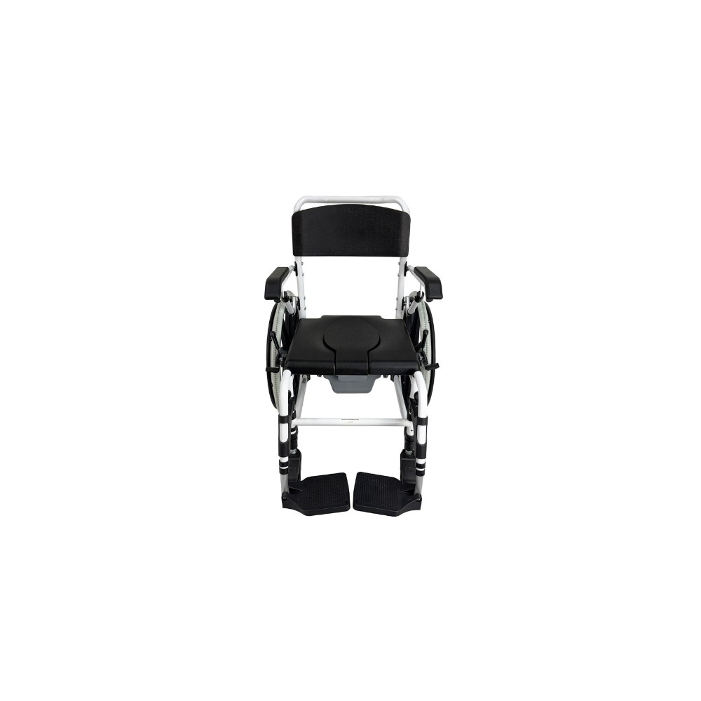 Self-Propelled Shower Commode Wheelchair with Adjustable Height and Leg Rest